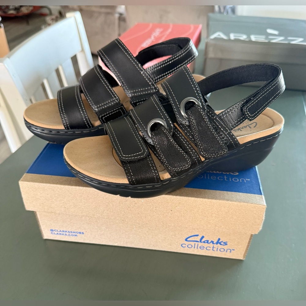 New Clark’s Merliah2 Bali Black leather sandal size 6.5